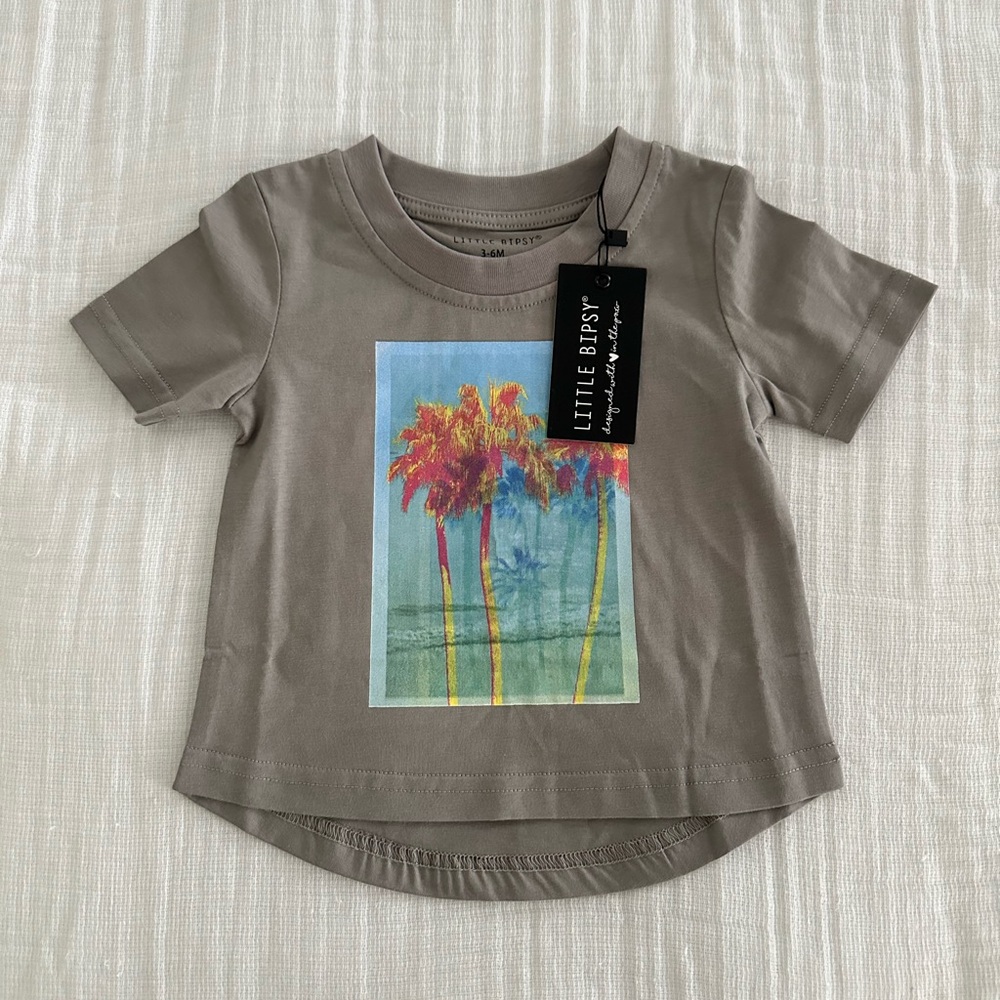 Kids Palm Tree Graphic Tee - Gray